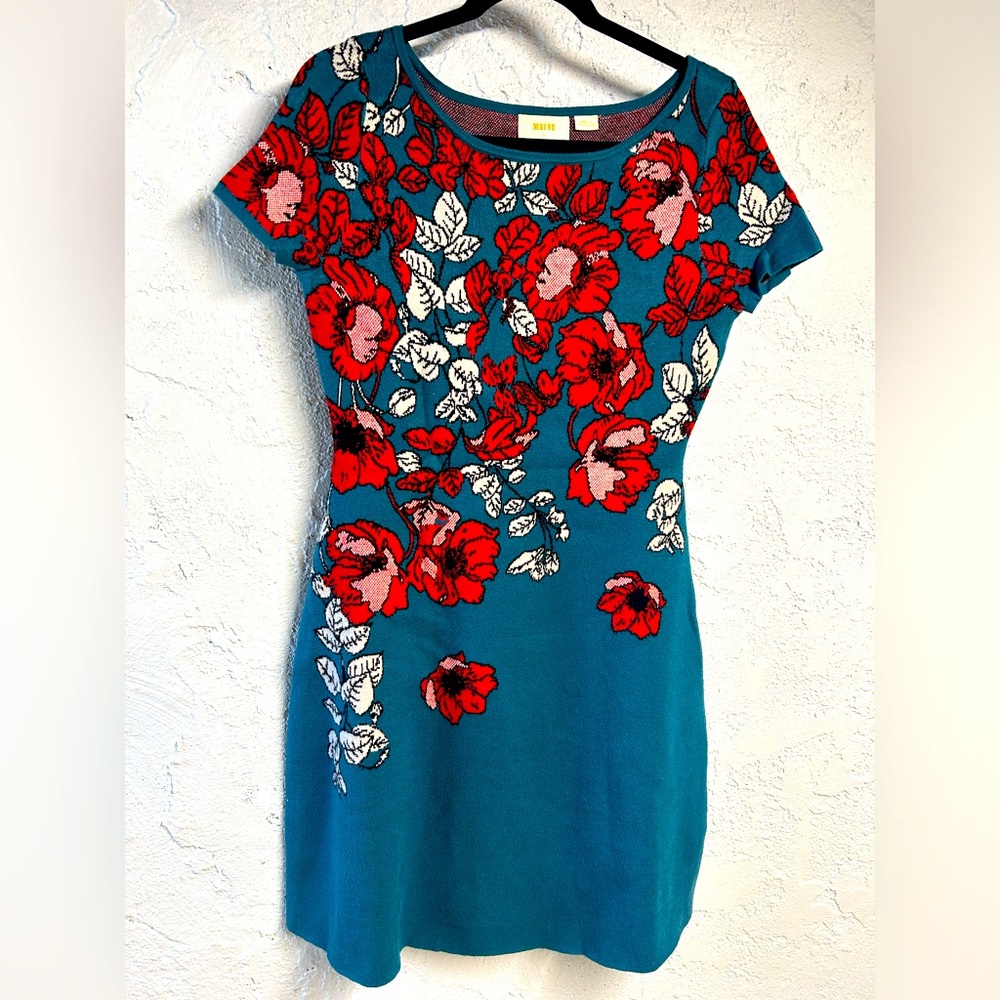 Anthropologie Maeve knit shift, beautiful cherry blossom pop design